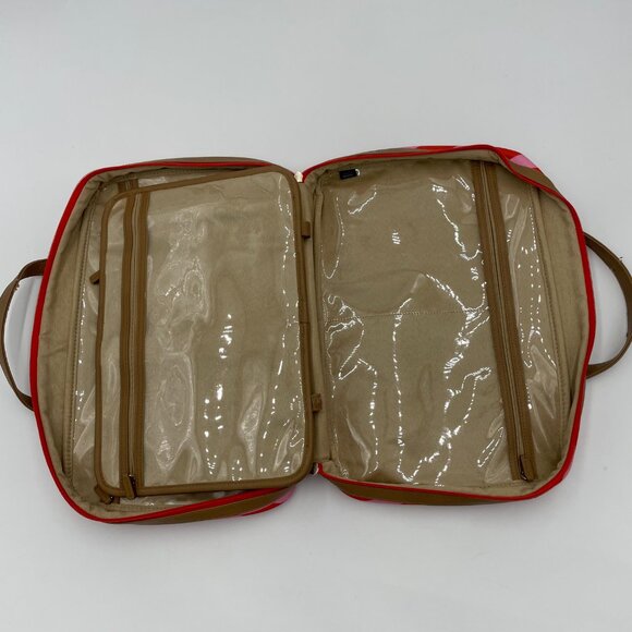 Stella & Dot Travel Bag FLAWS Chevron Stripes Jewelry Makeup Toiletries Pink - Picture 5 of 16